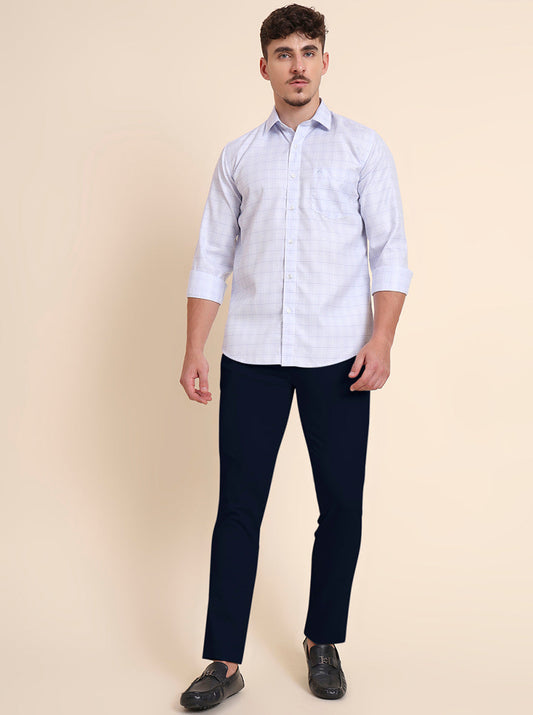 Blue Checked Smart Fit Semi Casual Shirt | Greenfibre