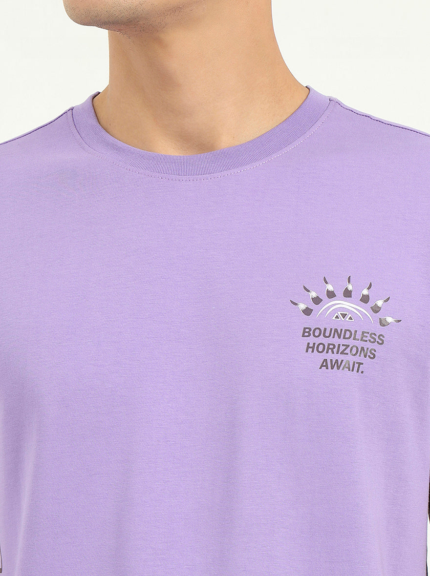 Purple Printed Slim Fit T-Shirt | Greenfibre