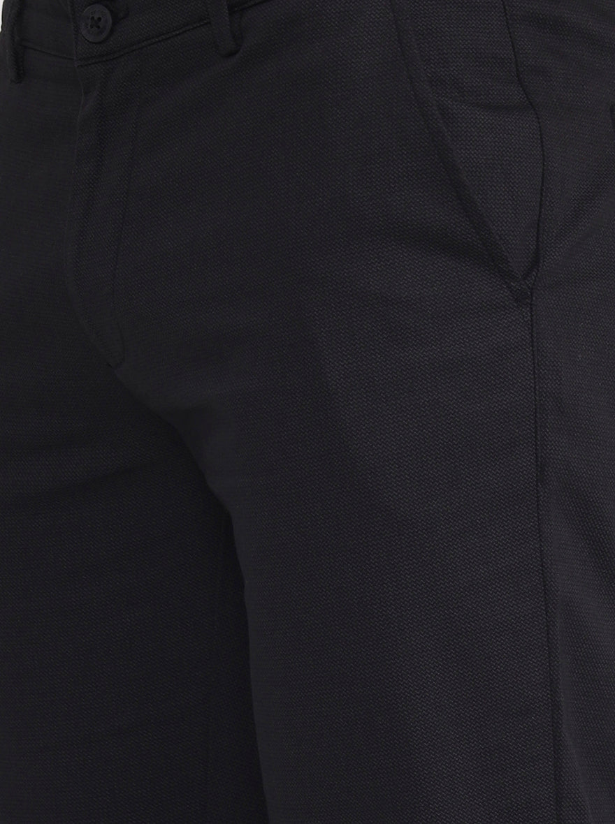 Black Solid Super Slim Fit Casual Trouser | Greenfibre