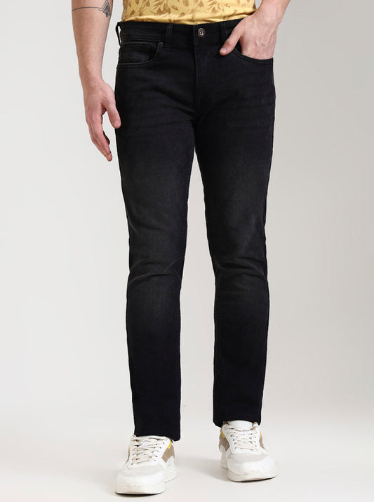 Charcoal Grey Washed Straight Fit Jeans | Greenfibre