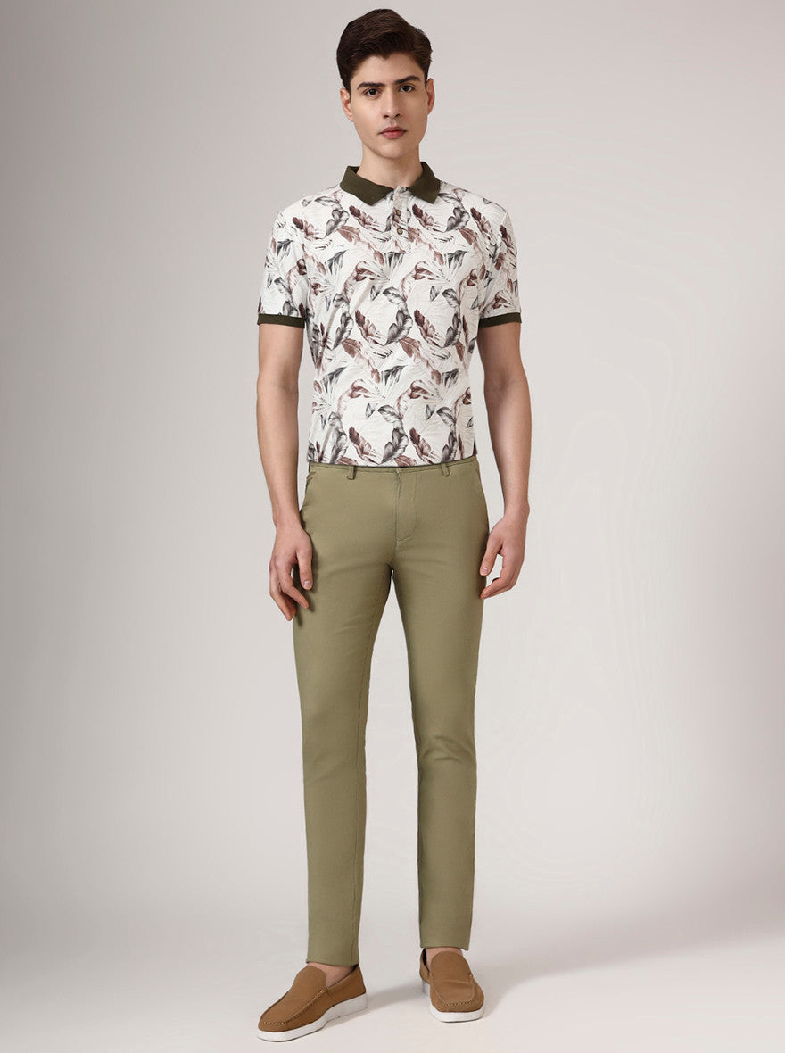 Pista Green Solid Super Slim Fit Casual Trouser | Greenfibre