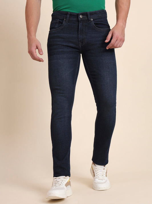 Mid Night Blue Washed Narrow Fit Jeans | Greenfibre