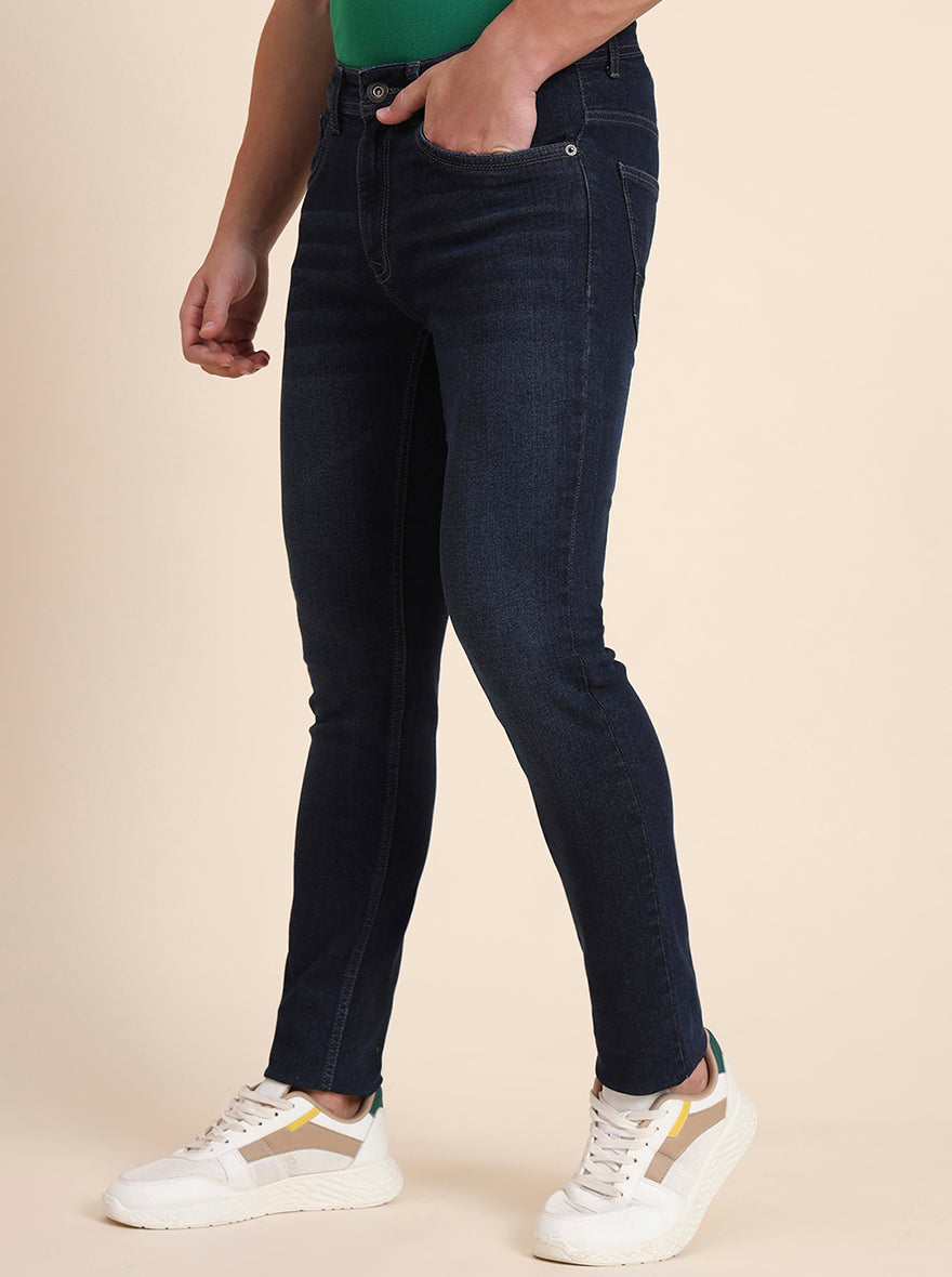 Mid Night Blue Washed Narrow Fit Jeans | Greenfibre
