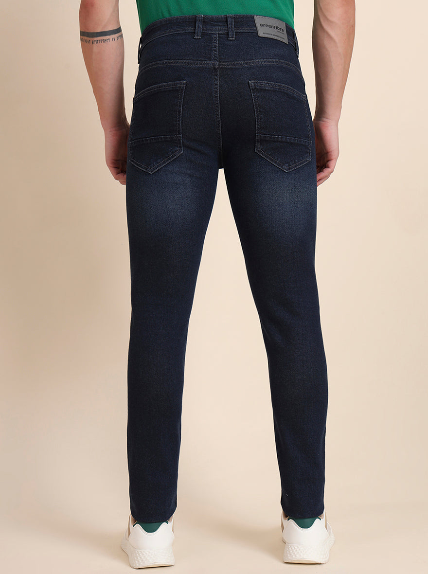 Mid Night Blue Washed Narrow Fit Jeans | Greenfibre