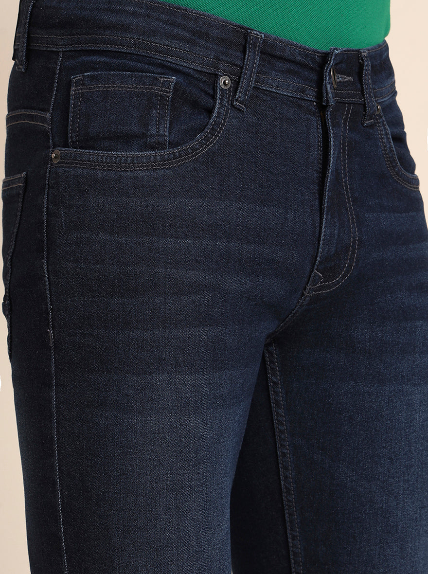Mid Night Blue Washed Narrow Fit Jeans | Greenfibre