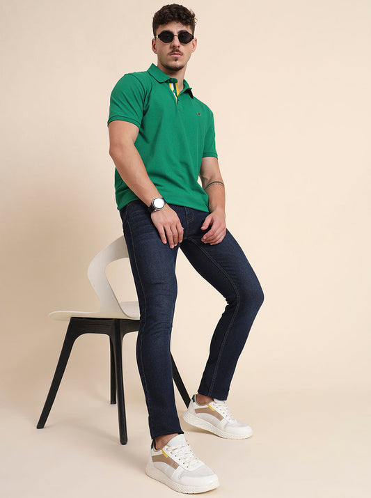 Mid Night Blue Washed Narrow Fit Jeans | Greenfibre