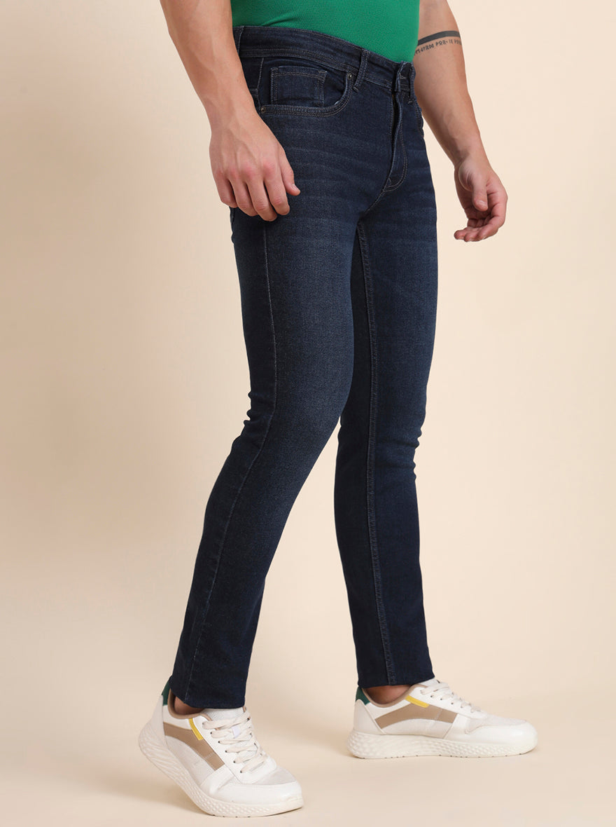 Mid Night Blue Washed Narrow Fit Jeans | Greenfibre