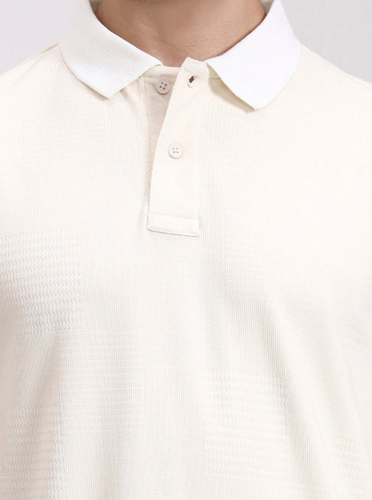 Cream Solid Slim Fit Polo T-Shirt | Greenfibre