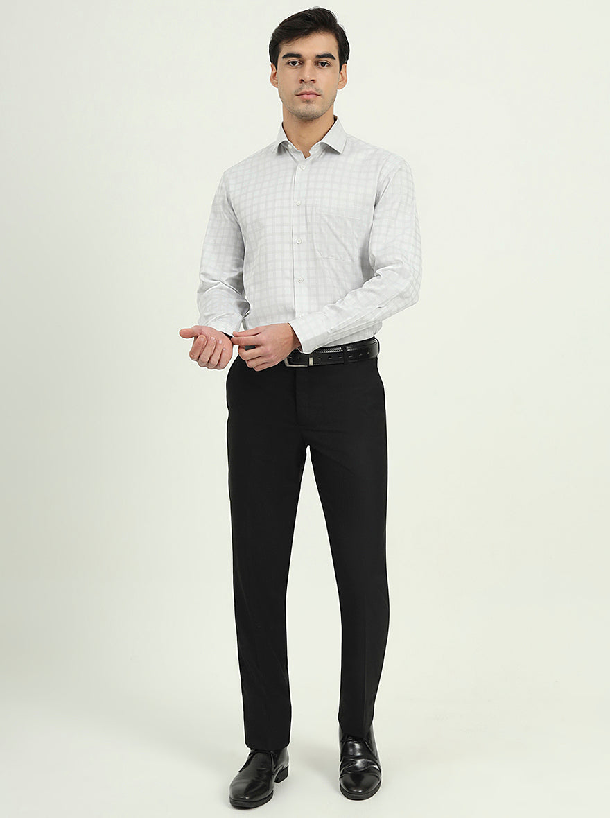 Grey Checked Regular Fit Formal Shirt | Greenfire