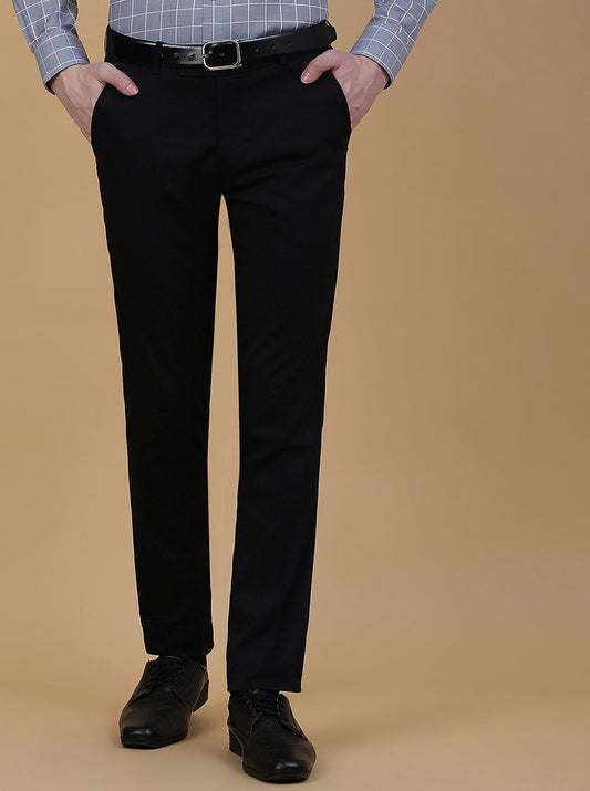 Black Solid Super Slim Fit Formal Trouser | Greenfibre