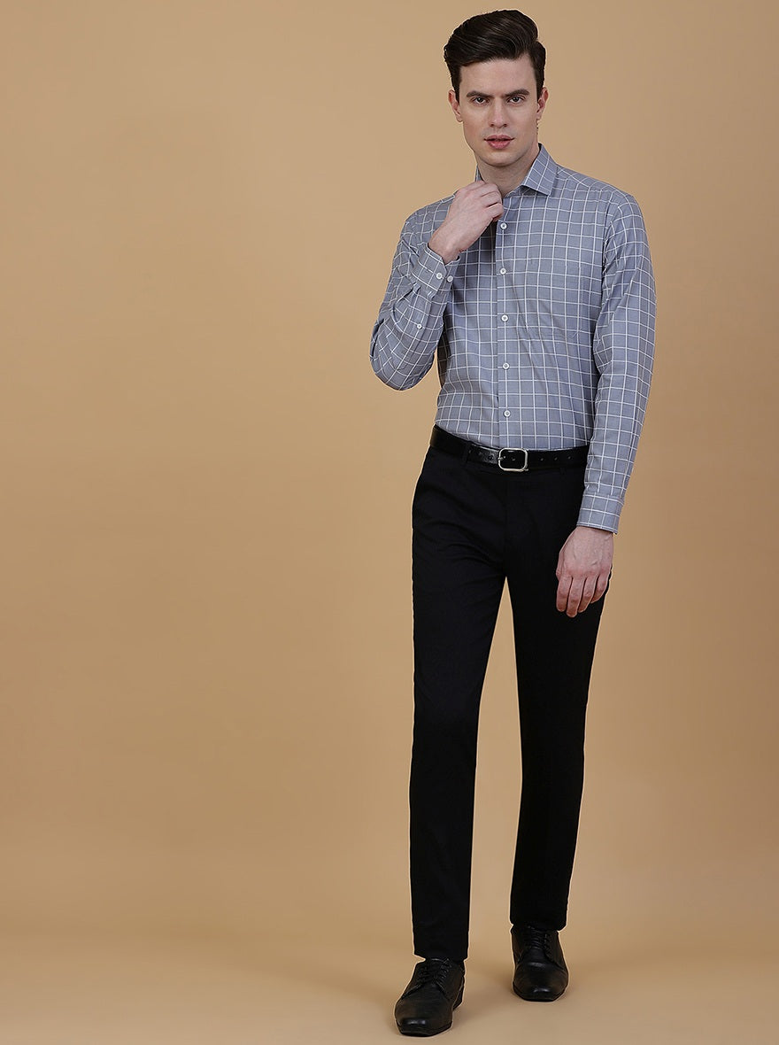 Black Solid Super Slim Fit Formal Trouser | Greenfibre