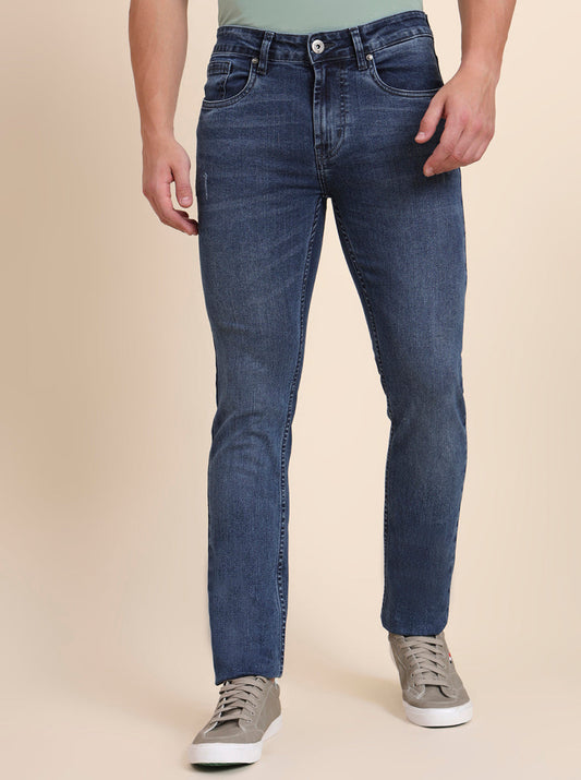 Indigo Blue Washed Narrow Fit Jeans | Greenfibre