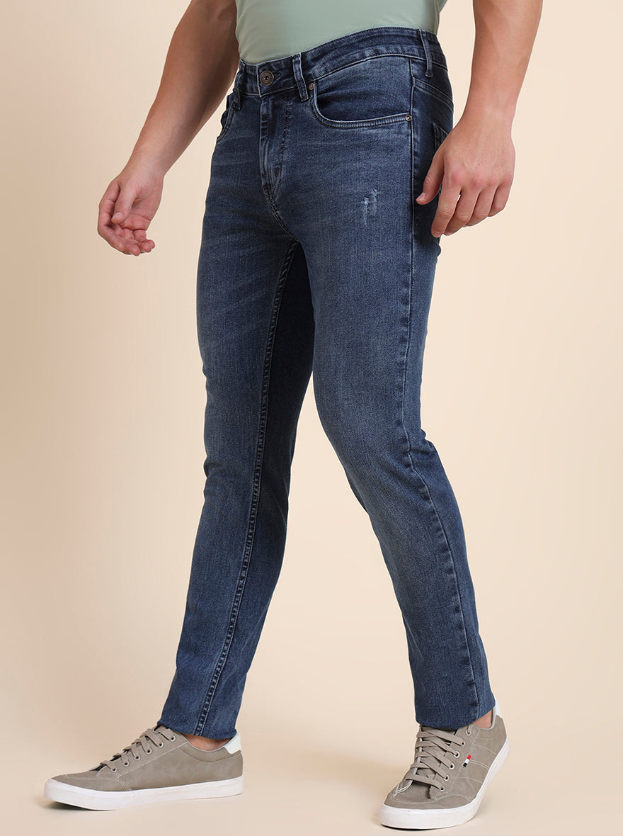 Indigo Blue Washed Narrow Fit Jeans | Greenfibre