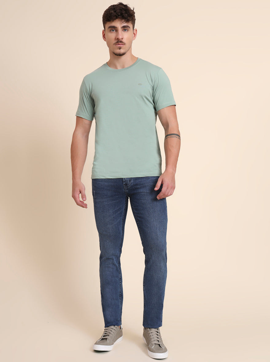 Indigo Blue Washed Narrow Fit Jeans | Greenfibre