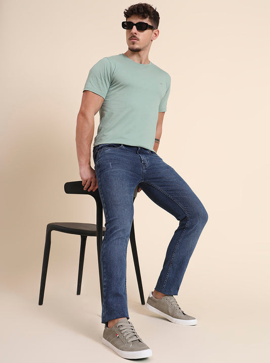 Indigo Blue Washed Narrow Fit Jeans | Greenfibre