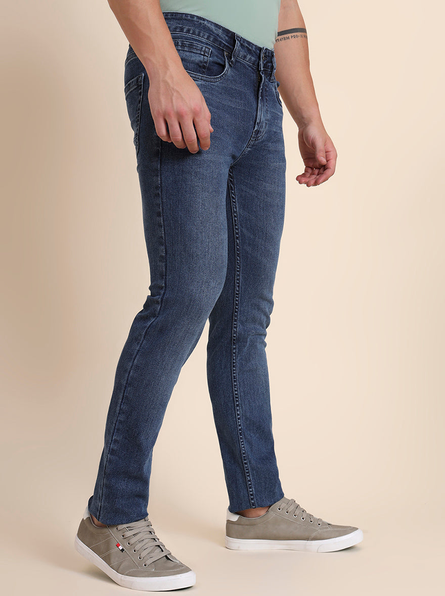 Indigo Blue Washed Narrow Fit Jeans | Greenfibre