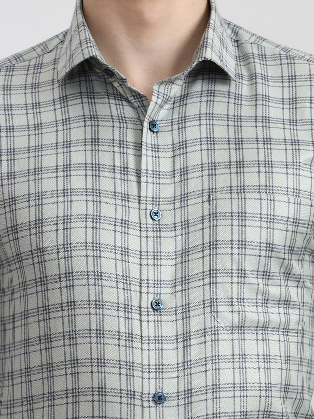 Pista Grey Checked Slim Fit Formal Shirt | Greenfibre
