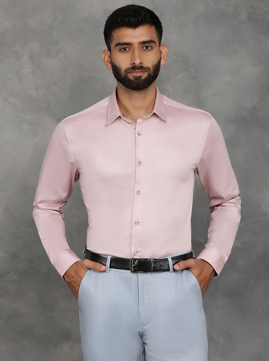 Pink Solid Slim Fit Casual Shirt | GreenFibre