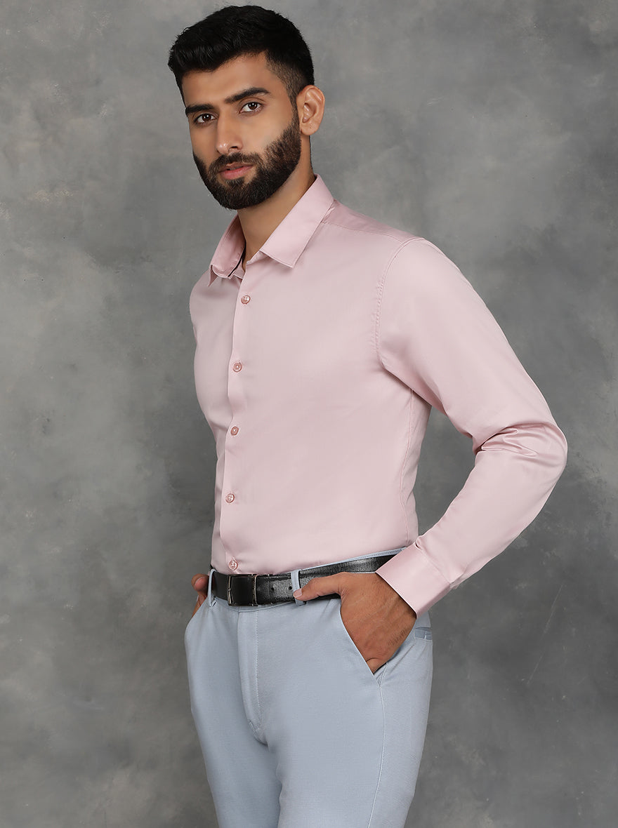 Pink Solid Slim Fit Casual Shirt | GreenFibre