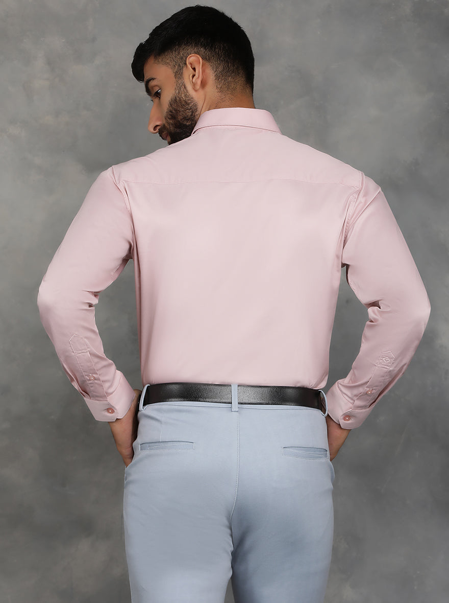 Pink Solid Slim Fit Casual Shirt | GreenFibre