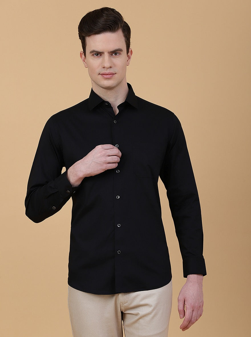 Black Solid Slim Fit Party Wear Shirt | Greenfibre