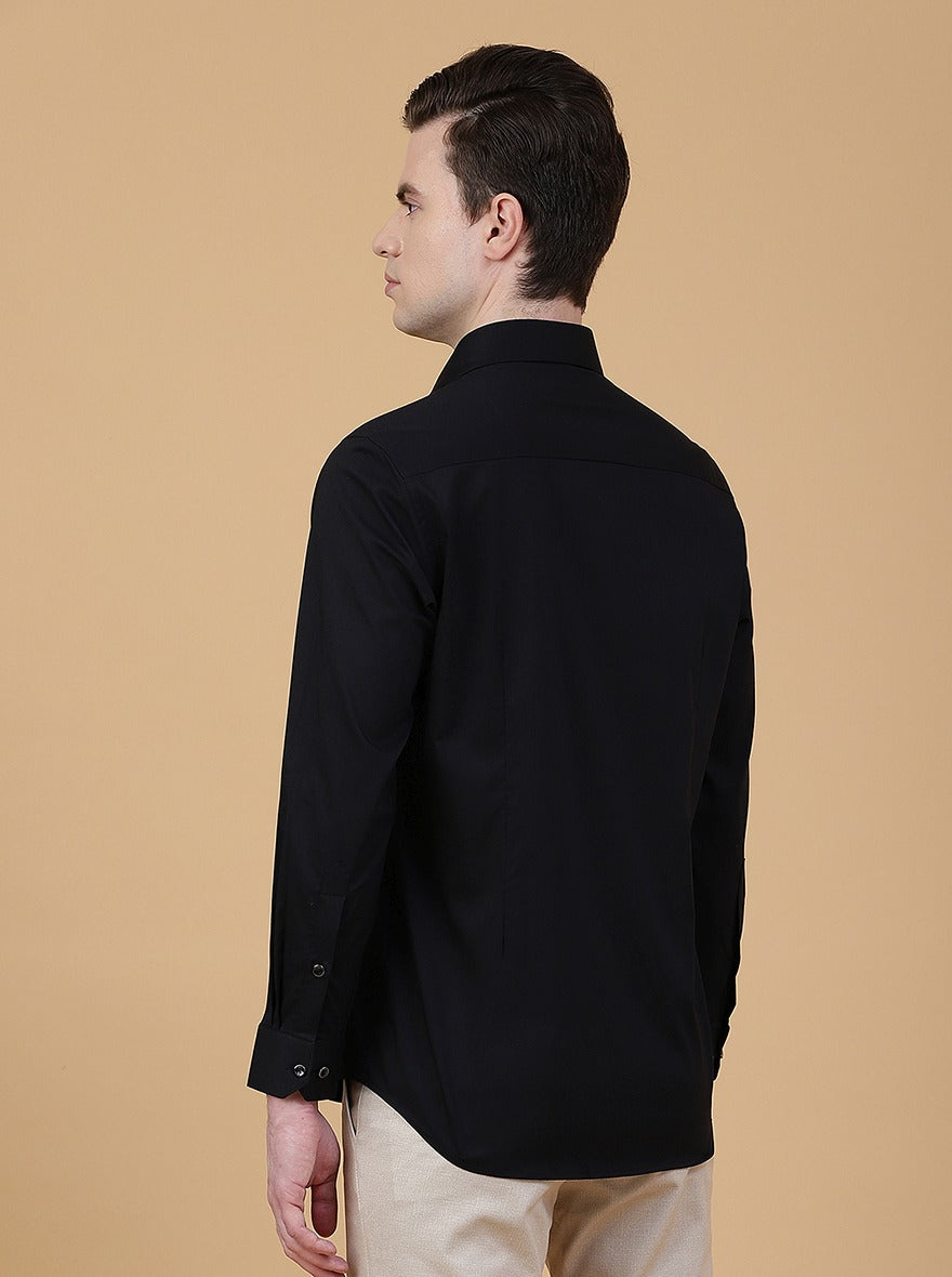 Black Solid Slim Fit Party Wear Shirt | Greenfibre