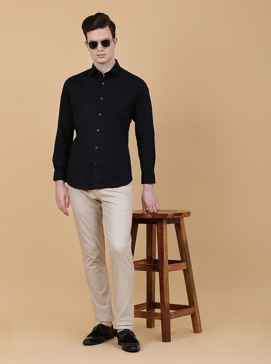 Black Solid Slim Fit Party Wear Shirt | Greenfibre