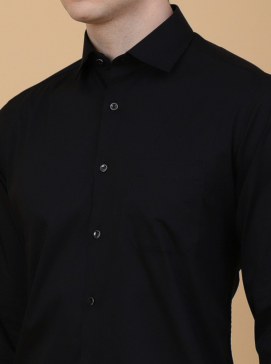 Black Solid Slim Fit Party Wear Shirt | Greenfibre