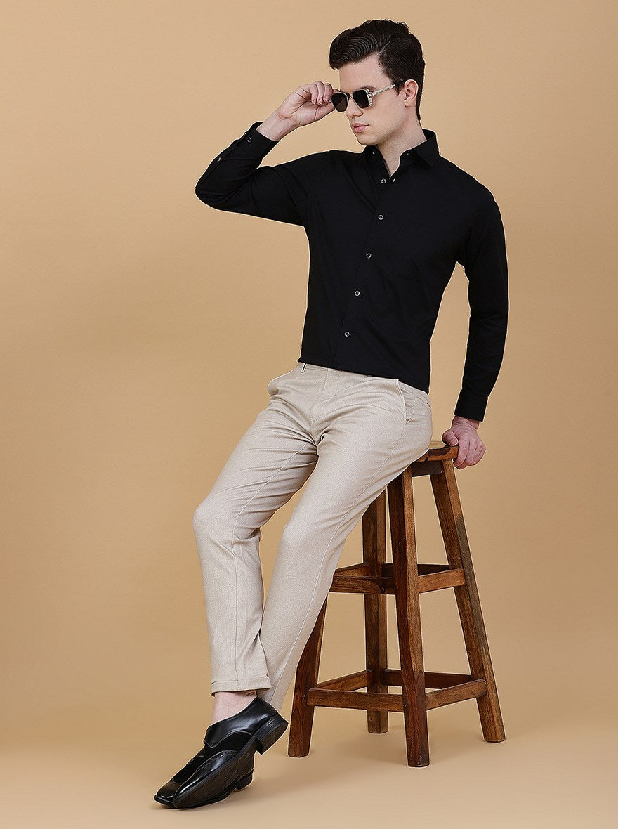 Black Solid Slim Fit Party Wear Shirt | Greenfibre