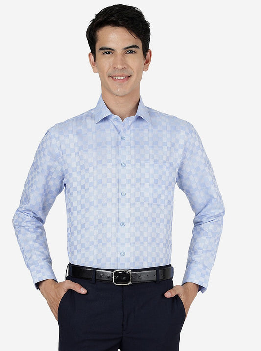 Blue Checked Regular Fit Formal Shirt | Greenfibre