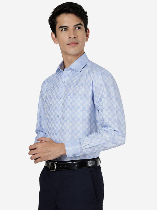 Blue Checked Regular Fit Formal Shirt | Greenfibre