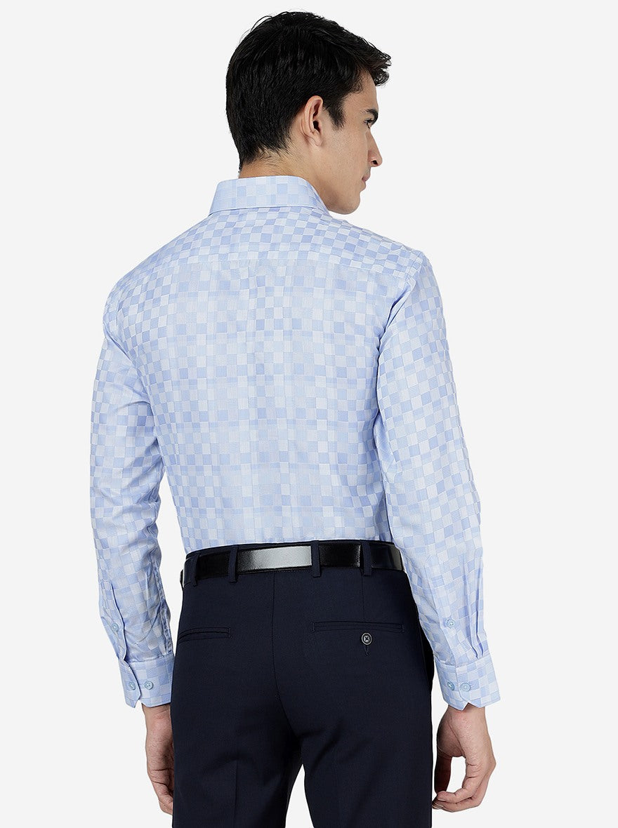 Blue Checked Regular Fit Formal Shirt | Greenfibre