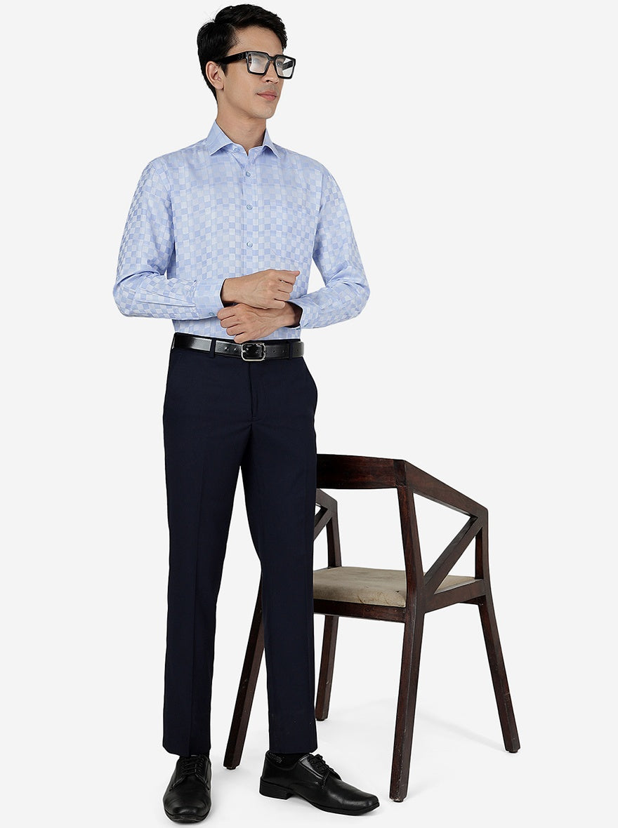 Blue Checked Regular Fit Formal Shirt | Greenfibre
