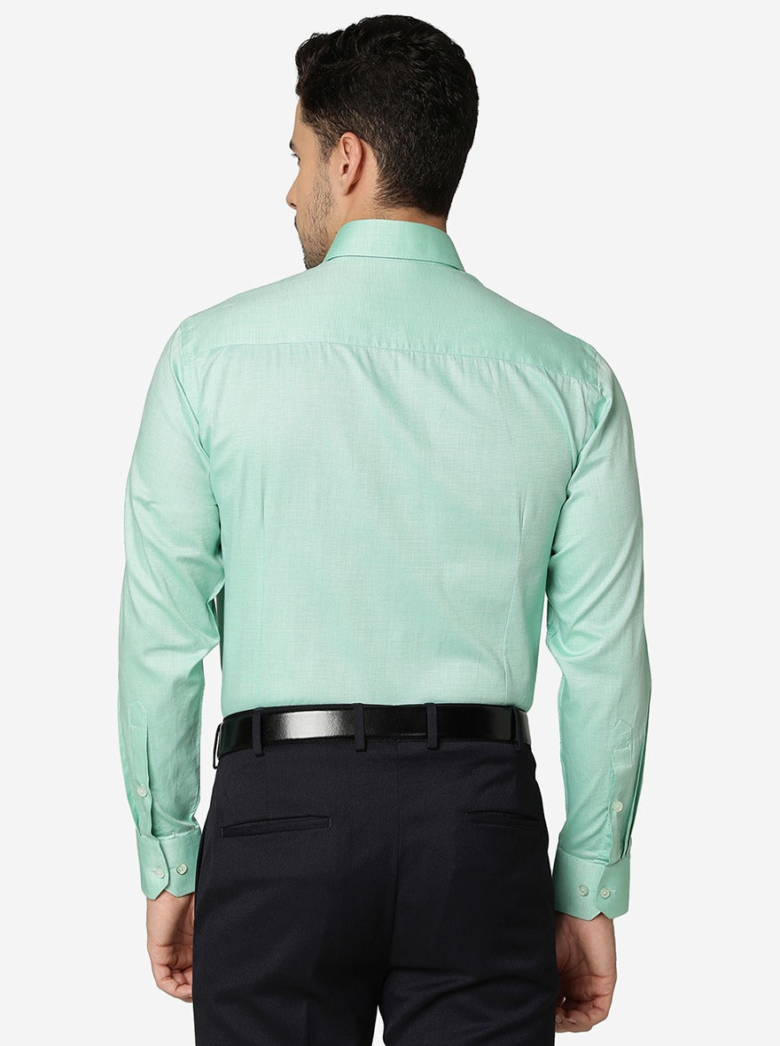 Green Solid Slim Fit Formal Shirt | Greenfibre