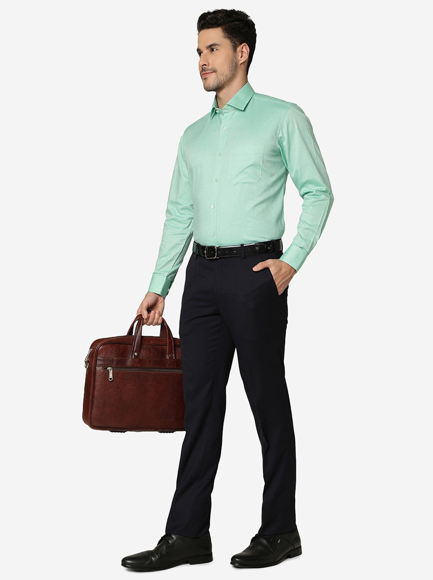 Green Solid Slim Fit Formal Shirt | Greenfibre