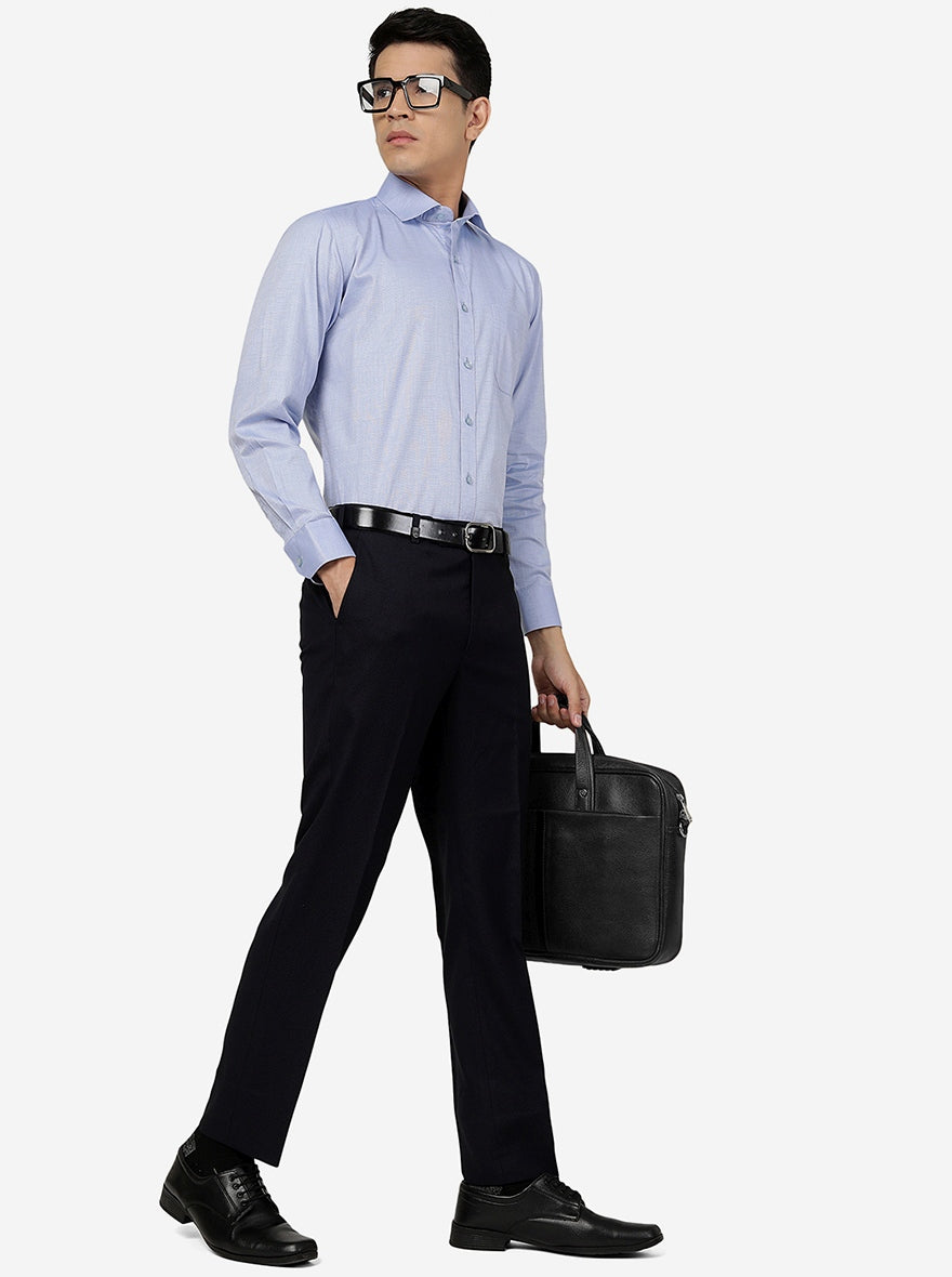 Sky Blue Solid Slim Fit Formal Shirt | Greenfibre