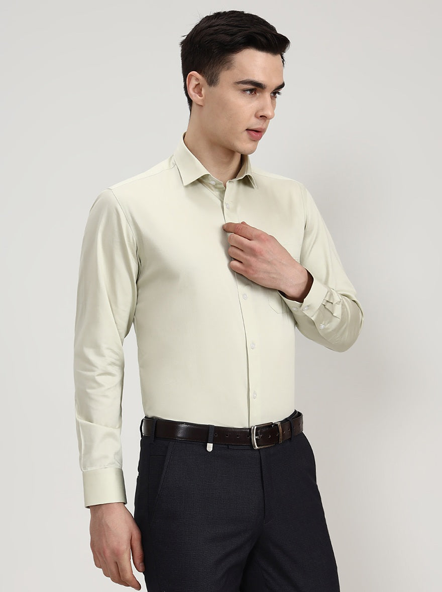 Pista Green Solid Slim Fit Formal Shirt | Greenfibre
