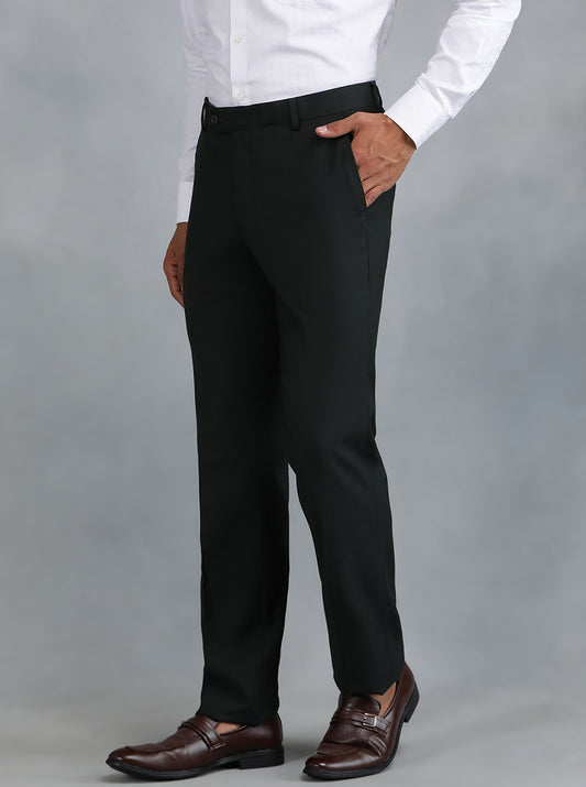 Green Solid Slim Fit Formal Trouser | Greenfibre