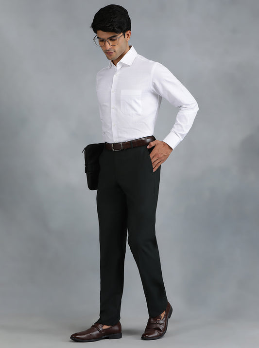 Green Solid Slim Fit Formal Trouser | Greenfibre