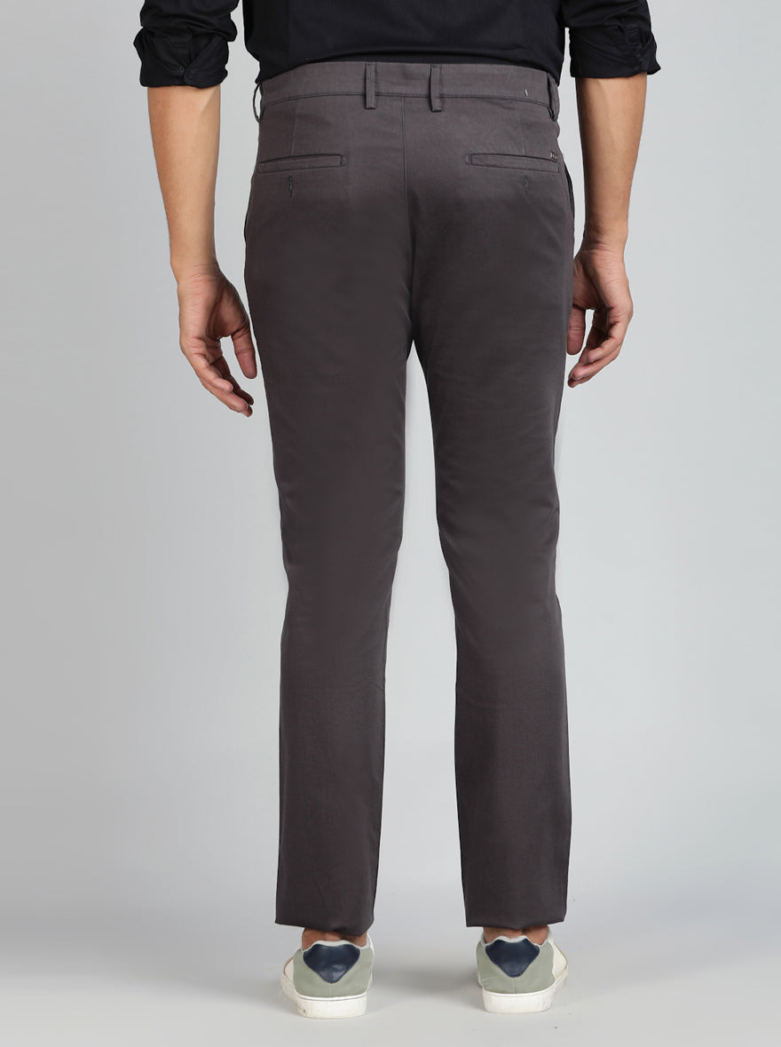 Dark Grey Solid Super Slim Fit Casual Trouser | Greenfibre