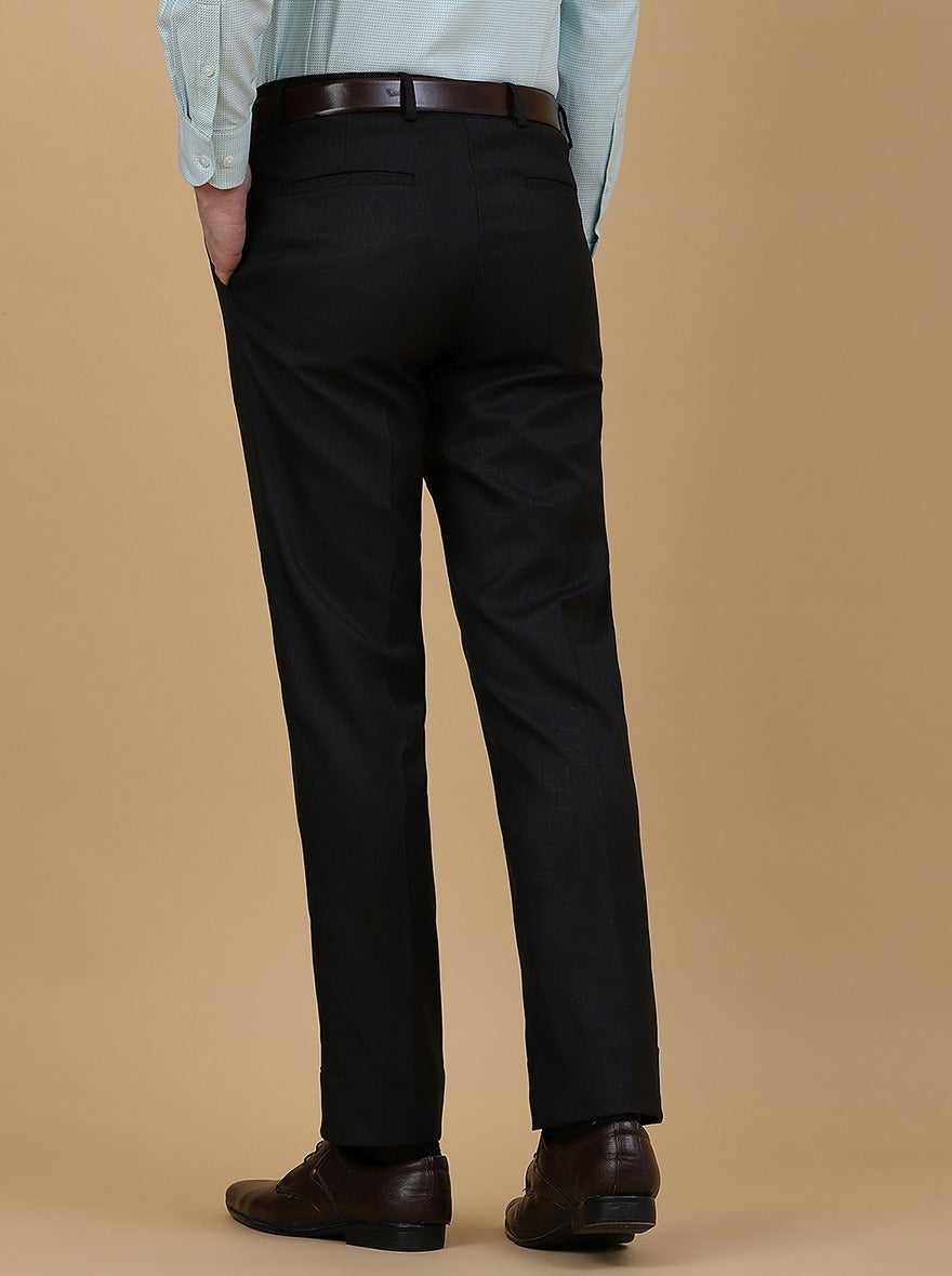 Black Solid Slim Fit Formal Trouser | Greenfibre