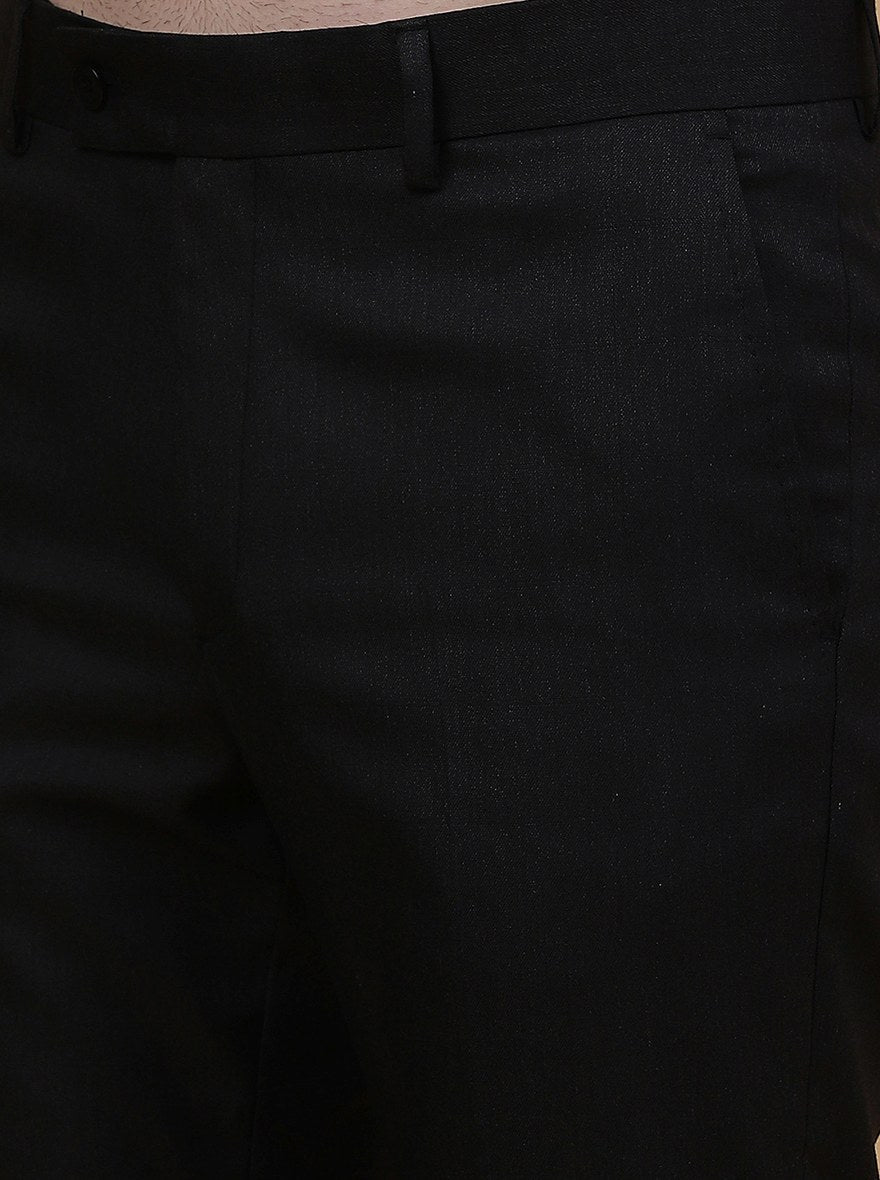 Black Solid Slim Fit Formal Trouser | Greenfibre