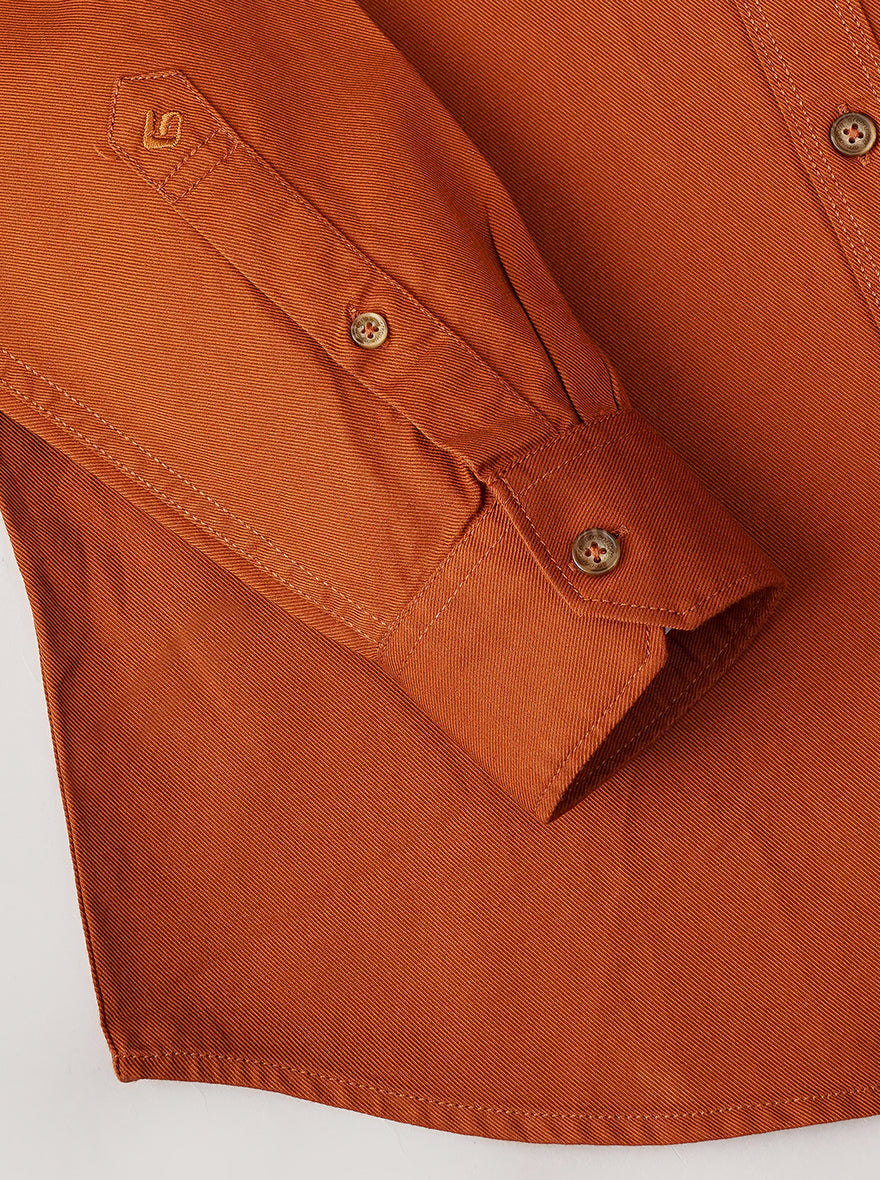 Rust Solid Slim Fit Casual Shirt | Greenfibre