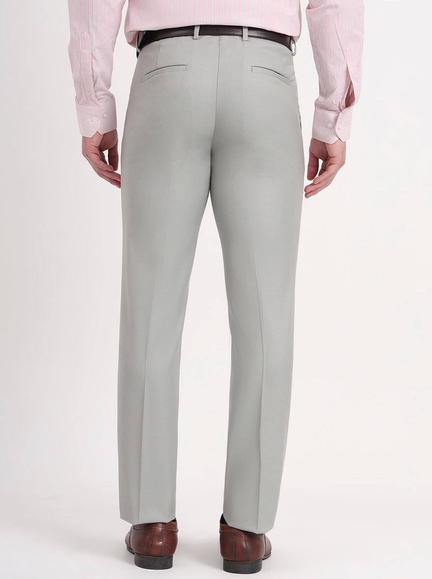 Pista Grey Solid Slim Fit Formal Trouser | Greenfibre