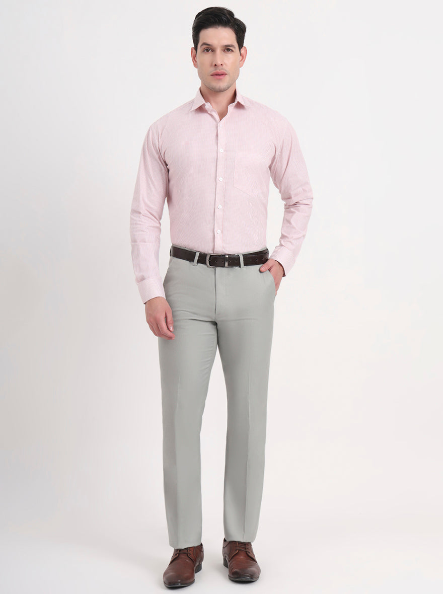 Pista Grey Solid Slim Fit Formal Trouser | Greenfibre