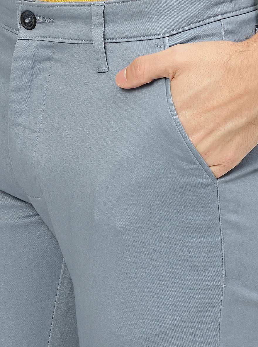 Teal Blue Solid Neo Fit Casual Trouser | Greenfibre