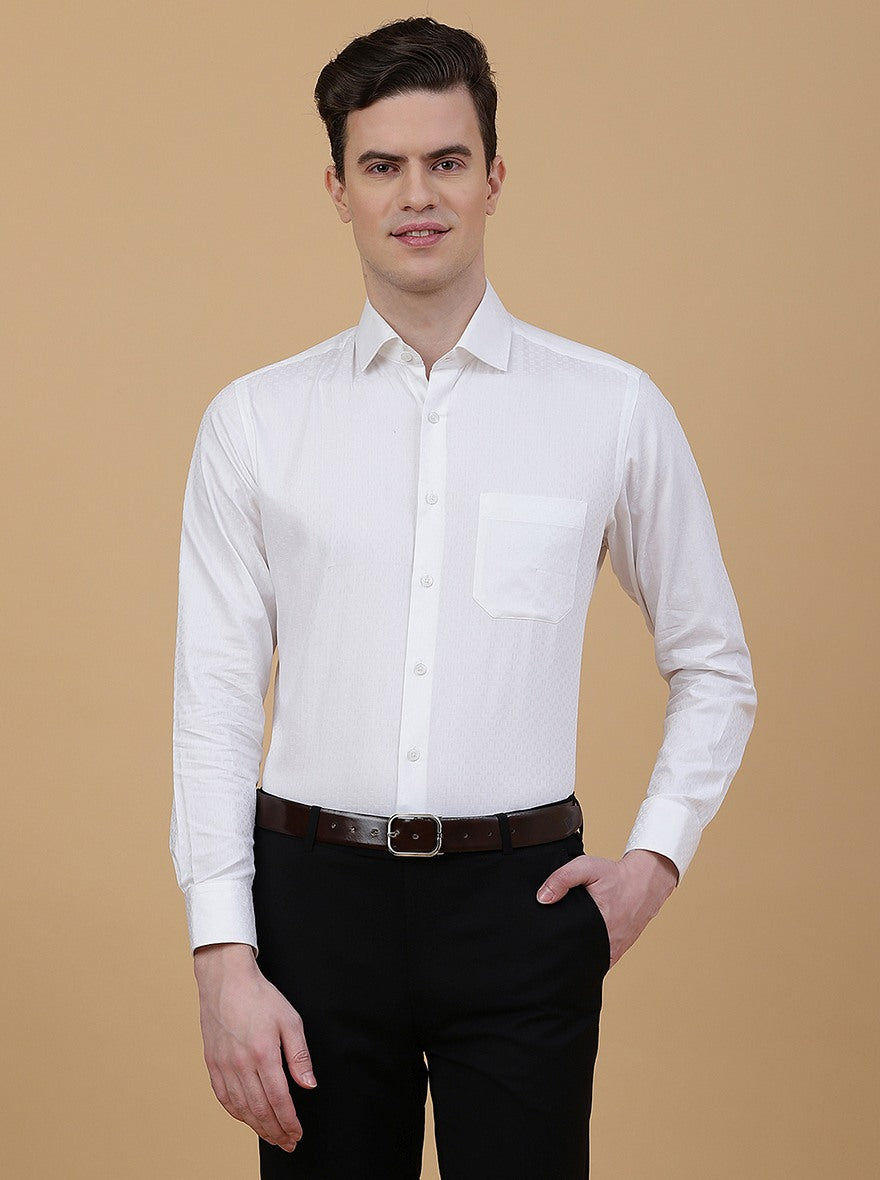 White Solid Slim Fit Formal Shirt | Greenfibre