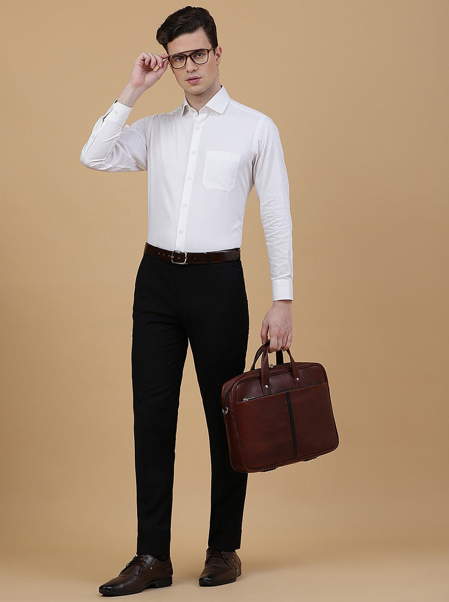 White Solid Slim Fit Formal Shirt | Greenfibre