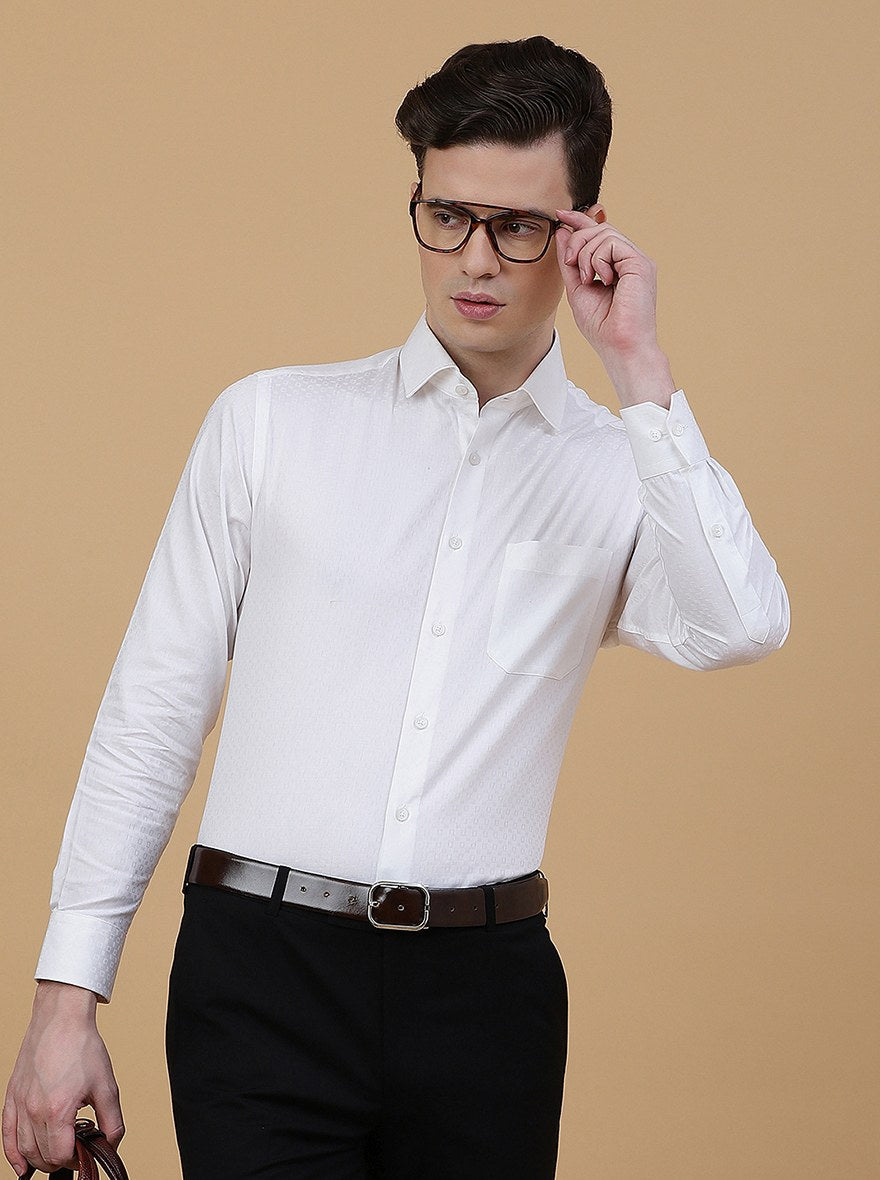 White Solid Slim Fit Formal Shirt | Greenfibre