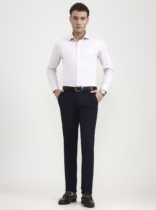 Navy Blue Solid Slim Fit Club Wear Trouser | Greenfibre